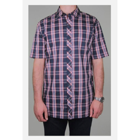 Travis Mathew Shirt Mens L Large Chalkboard Plaid Peluso Button Up Short Sleeve - Picture 11 of 12